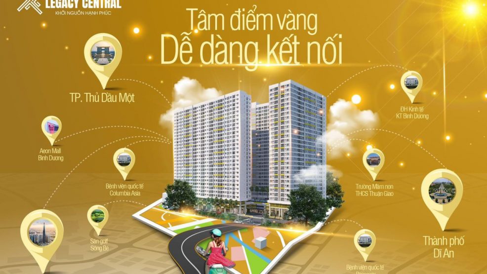 Căn hộ Legacy Central – TP Thuận An – Bình Dương. Giá từ 950 triệu – ngân hàng hỗ trợ 75%